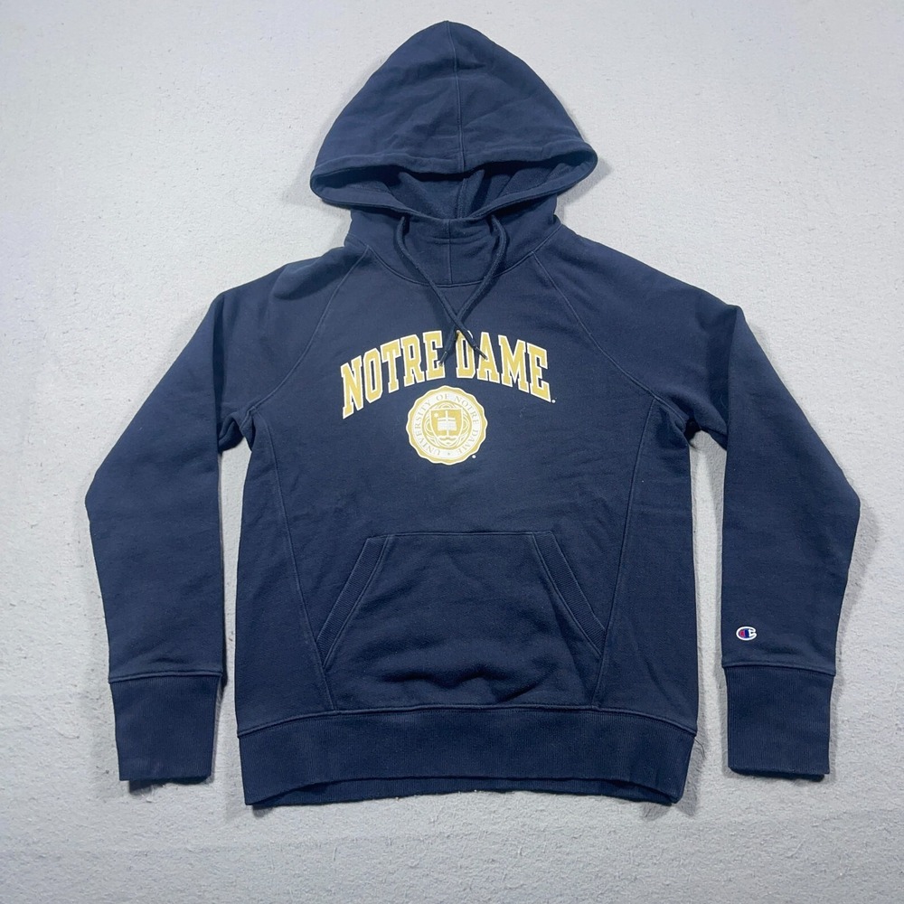 Notre Dame Hoodie Men Small Champion Pullover Navy Blue Fighting Irish